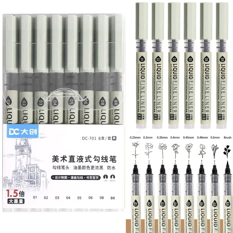 Copic Marker Sketch - أقلام رسم سوداء 5/8/12 تيبس، أقلام